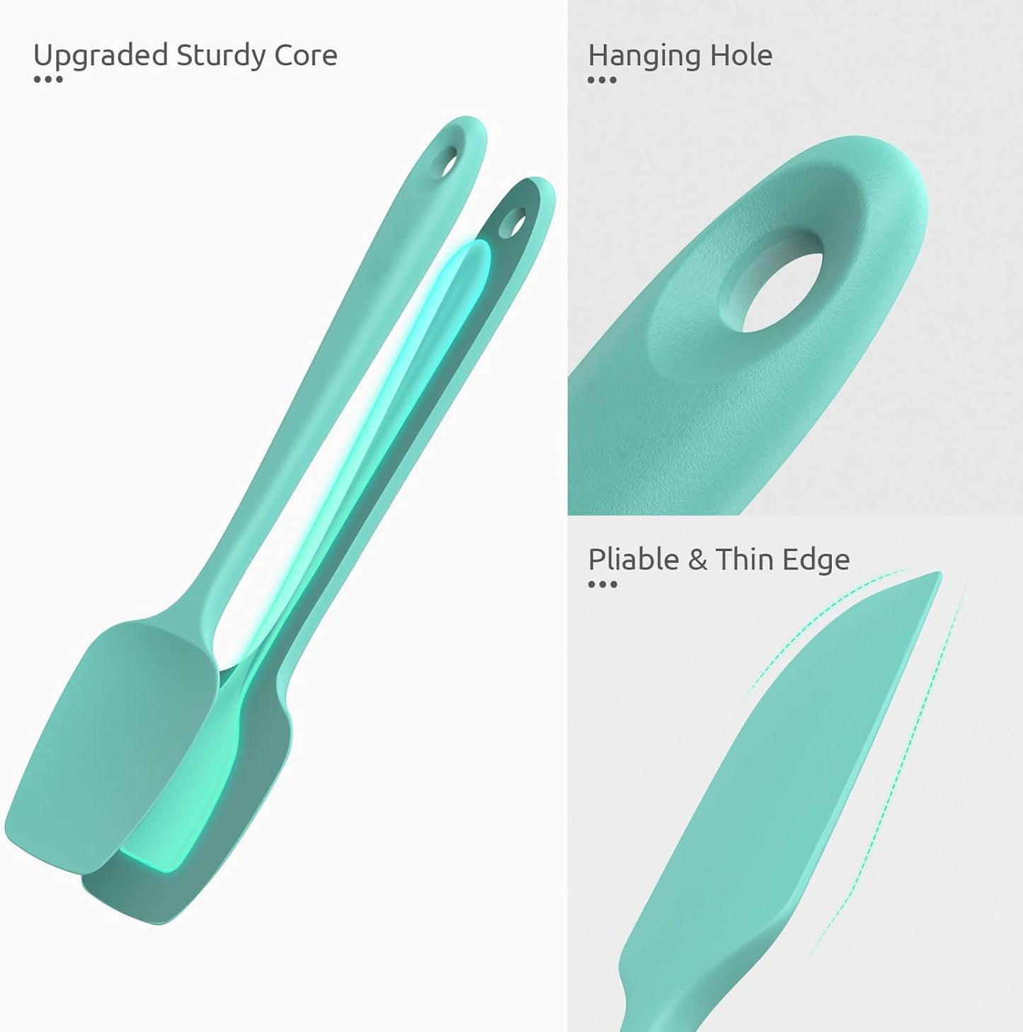 U-Taste Silicone Spatula Set with 600 Degrees Fahrenheit Heat Resistant (Teal/Aqua Sky)