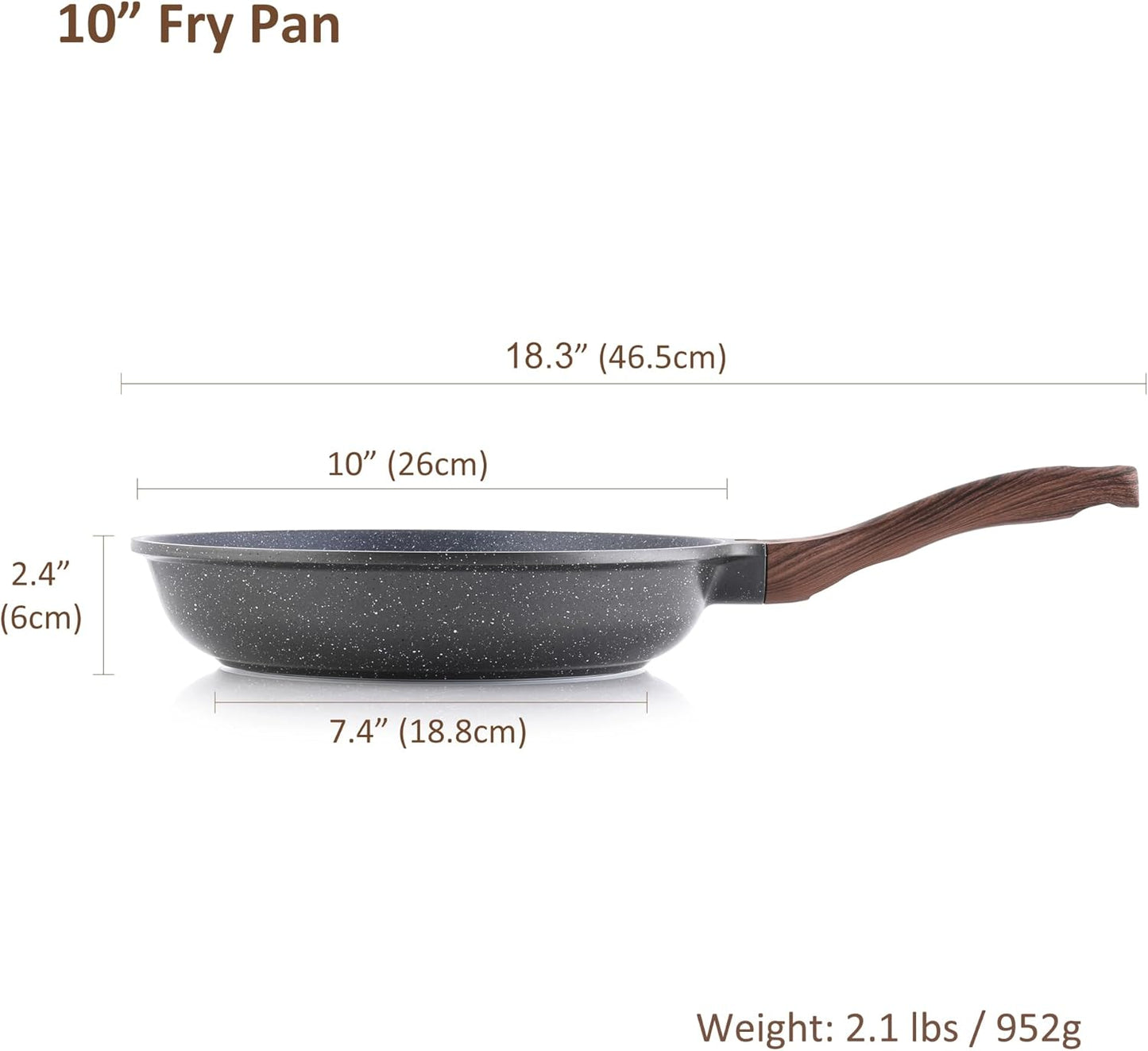 SENSARTE Nonstick Frying Pan Skillet, Swiss Granite Coating Omelette Pan, Healthy Stone Cookware Chef's Pan, PFOA Free (8/9.5/10/11/12.5 Inch) (10 Inch)
