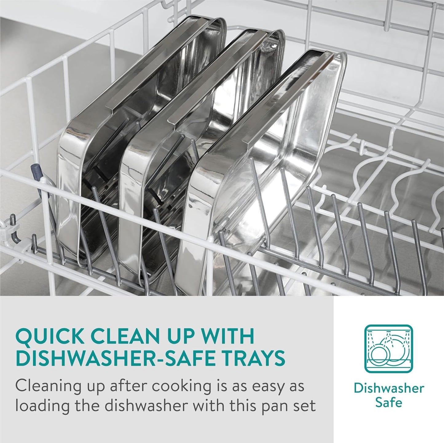 Navaris Breading Trays Set - Toaster Oven Pan - 3 Stainless Steel Trays for Food - Stainless Steel Tray for Bread Crumb Dishes Panko Schnitzel - Breading Tray for Fish and Meat