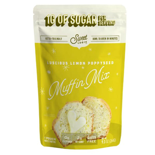 Sweet Logic Keto Baking Mix - Lemon Muffin - Gluten-Free - Dairy Free - Diabetic-Friendly - High Protein - Low Sugar - Low Carb - Quick 20-Minute Prep (1-2G Carbs Per Serving)