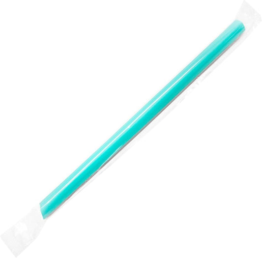 Karat [1,600 ct] 9" Boba Straws (10mm Diameter), Individually Wrapped | Aqua Color (C9060s)