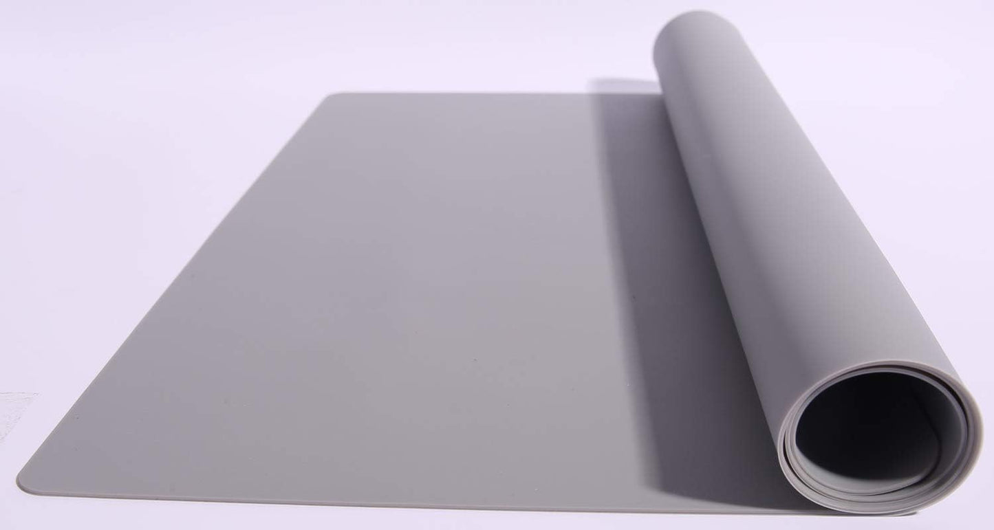 Extra Large Mulitpurpose Silicone Placemat,Countertop Protector, Kitchen Counter Mat, Table Mat, Heat Resistant, Washable, Non Slip ...… (Gray -1PCS, 27.6x19.6 inch)