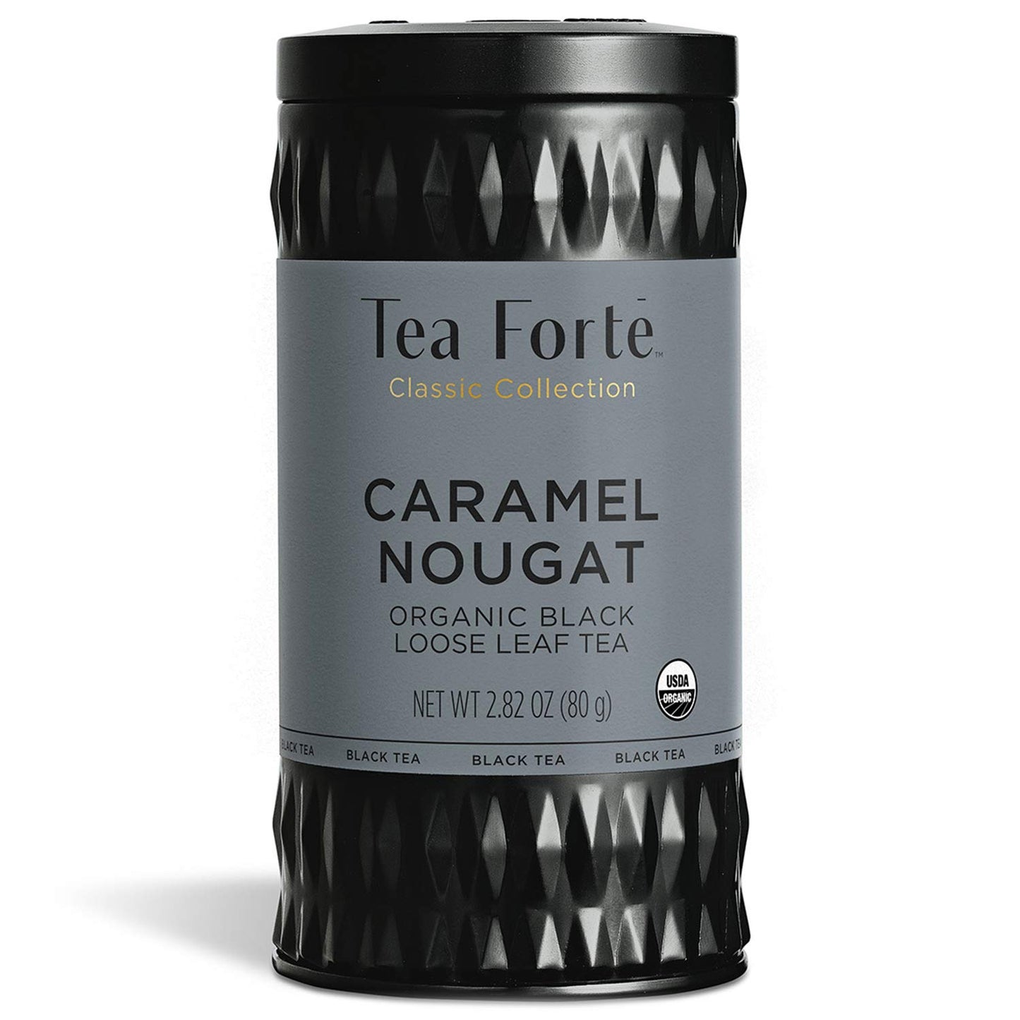 Tea Forte Caramel Nougat Premium Organic Loose Leaf Caffeinated Black Tea Blend Canister, Makes 35-50 Cups