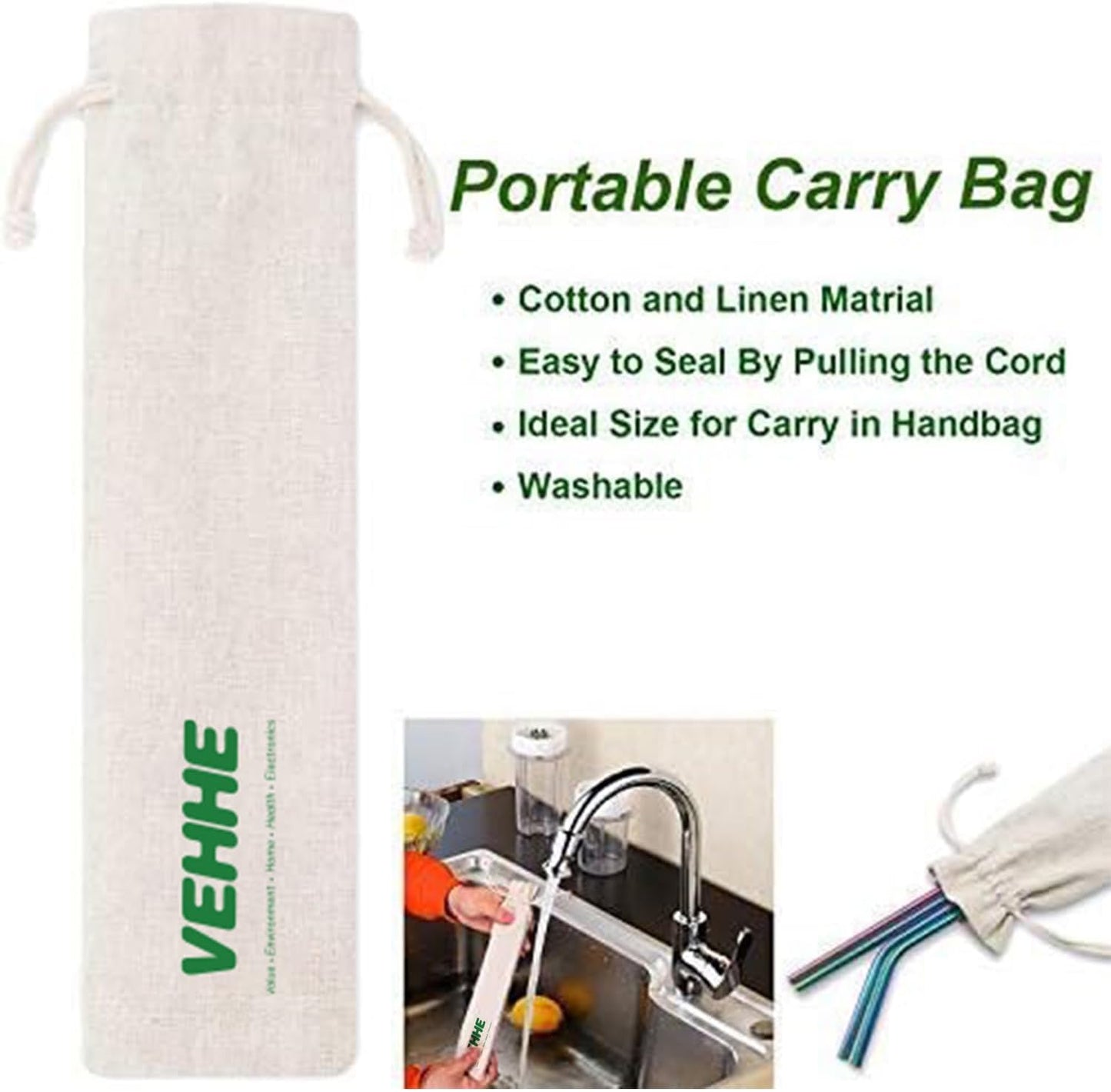 VEHHE Metal Straws Drinking Straws 10.5" Stainless Steel Straws Reusable 8 Set - Ultra Long Rainbow Color-Cleaning Brush for 20/30 Oz for Yeti