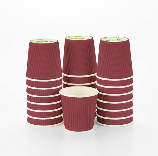 4 oz Crimson Paper Coffee Cup - Ripple Wall - 2 1/2&quot; x 2 1/2&quot; x 2 1/4&quot; - 500 count box