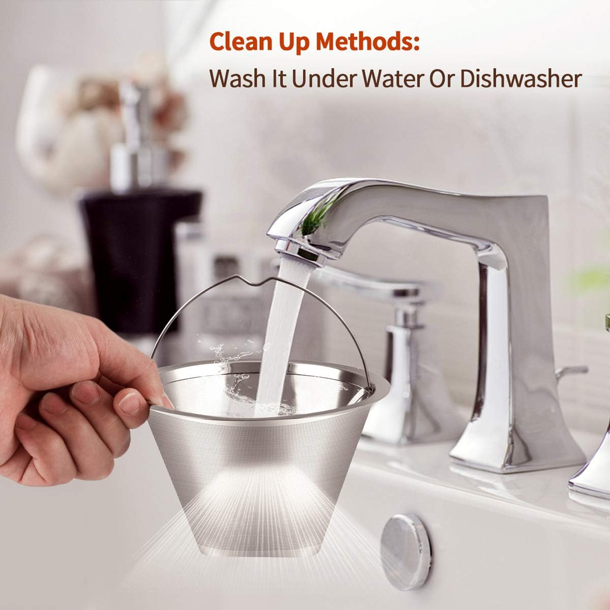 #4 Reusable Permanent Cone Coffee Filters, 8~12 Cup Size 4 Coffee Filters, Perfect Fit for Cuisinart Hamilton Beach Coffee Maker Filter, Replace Cuisinart GTF Gold Tone Coffee Filters