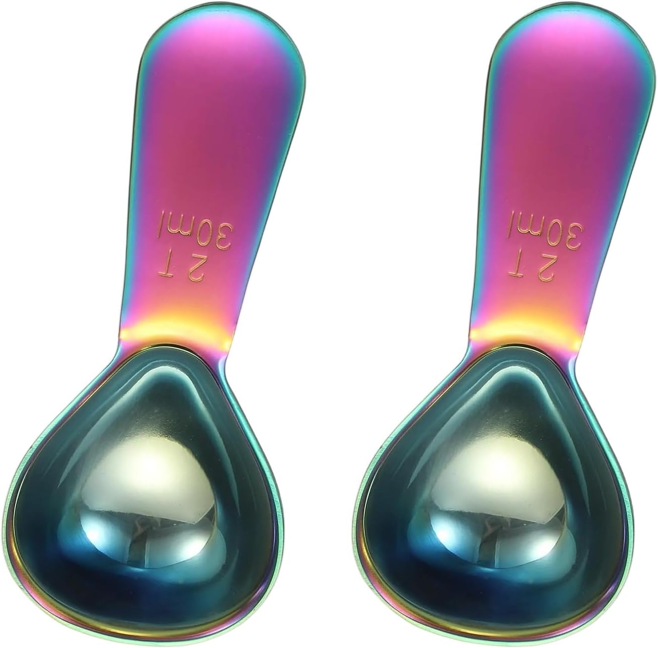 uxcell 2Pcs Stainless Steel Coffee Scoop, 30ml Short Handle Measuring Spoon for Ground Coffee Tea Sugar Kitchen Gifts, Rainbow