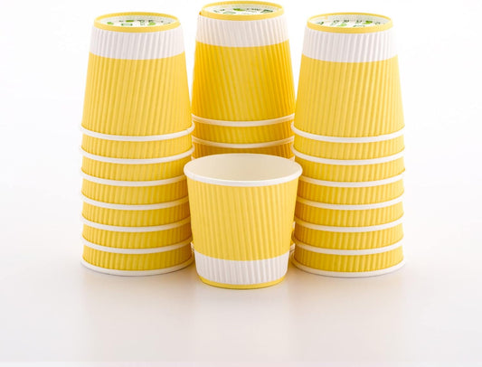 4 oz Light Yellow Paper Coffee Cup - Ripple Wall - 2 1/2&quot; x 2 1/2&quot; x 2 1/4&quot; - 500 count box
