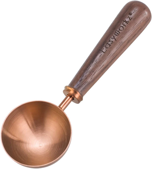 Easyworkz Retro Stainless Steel Coffee Spoon With Black Walnut Handle,10g - Measuring Spoon (Rose gold)