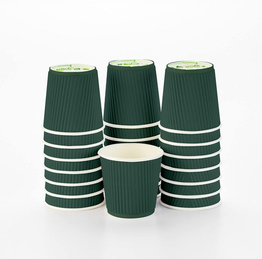 4 oz Forest Green Paper Coffee Cup - Ripple Wall - 2 1/2&quot; x 2 1/2&quot; x 2 1/4&quot; - 500 count box