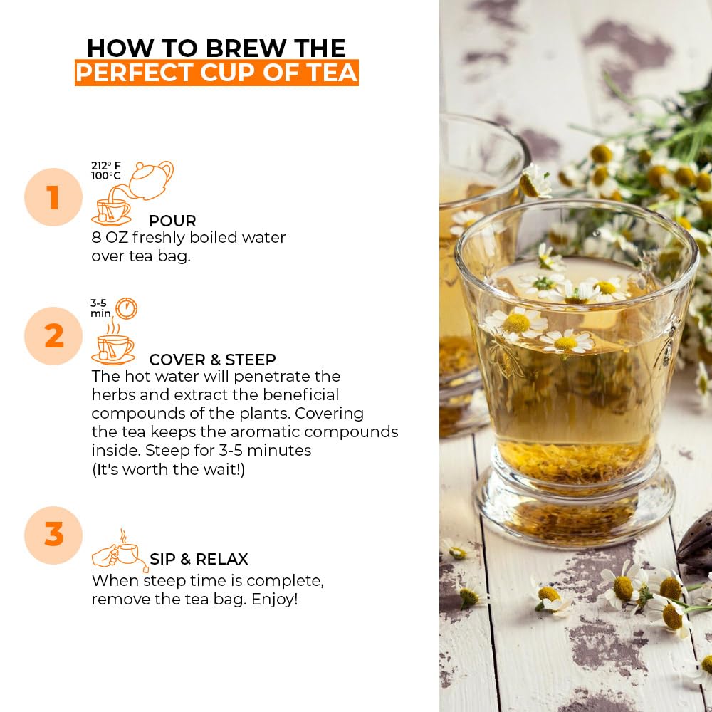 Angel Brand Chamomile Tea Bags 20 – Pack of 3 – Chamomile Flower Tea for Relaxation &