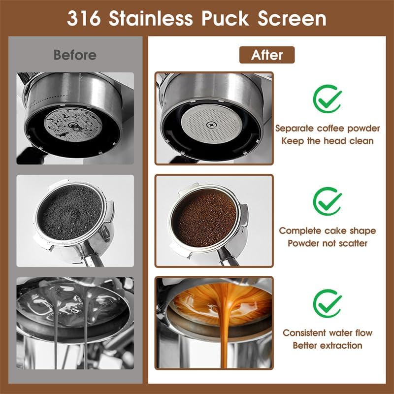 54mm Espresso Accessories Kit, WDT Tool, Dosing Funnel and Puck Screen Set, 316 Stainless Steel Needle Coffee Distribution Stirrer Fits Breville 54 mm Espresso Machines and Portafilter
