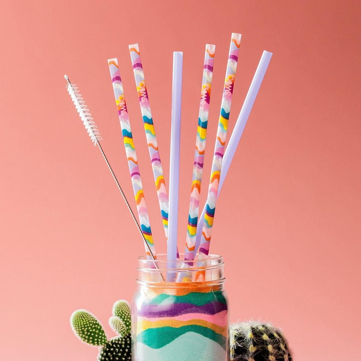 Swig Life Reusable Straws Falling In Love + Pink Tall Straw Set & Cleaning Brush, Each Straw is 10.25 inch Long (Fits Swig Life 20oz Tumblers, 22oz, and 32oz Tumblers)