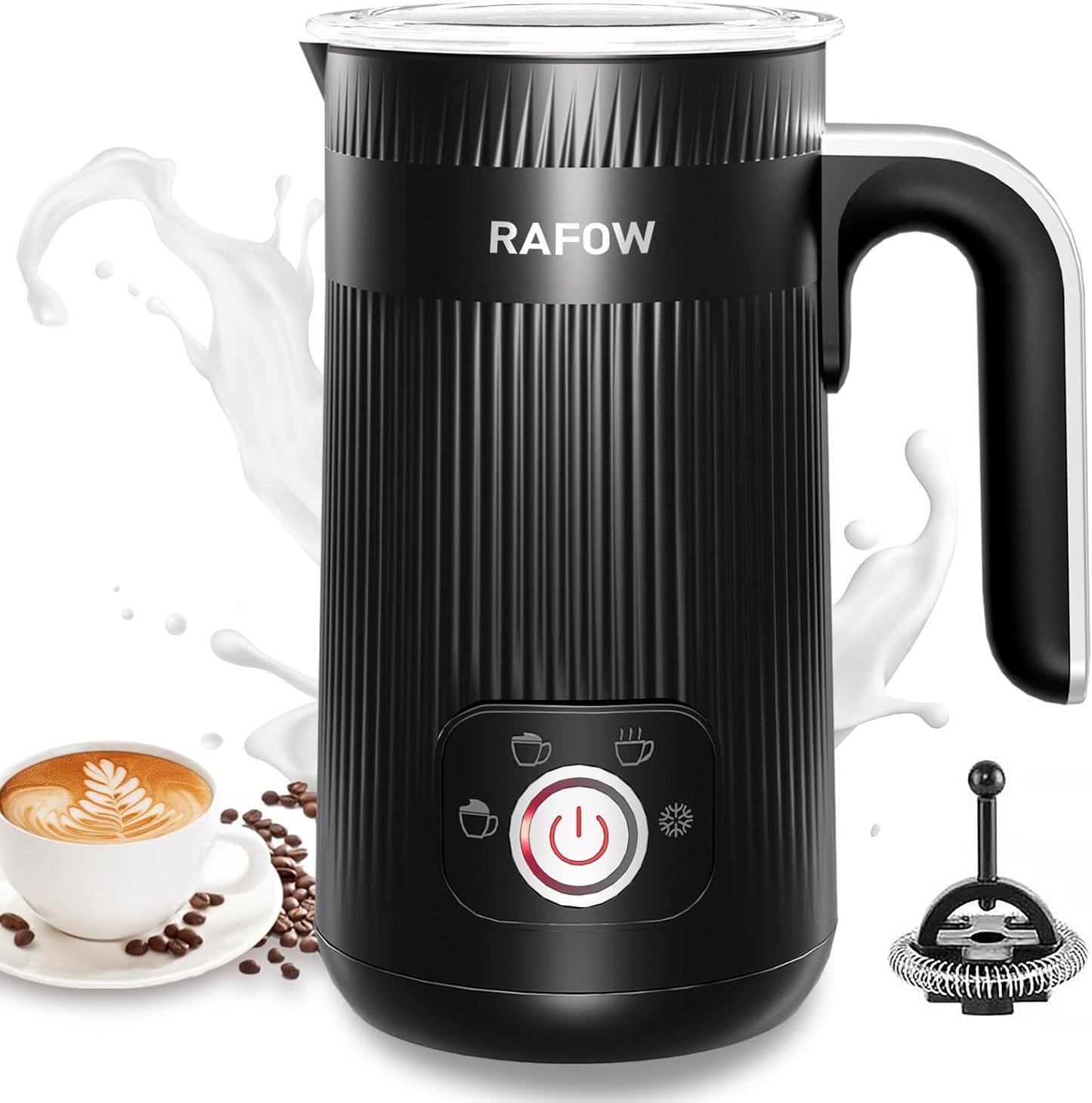 4 in 1 Electric Milk Frother: Automatic Milk Steamer Large Capacity Hot & Cold Coffee Foam Froth Maker, Milk Warmer Foamer for Latte, Cappuccino, Hot Chocolate