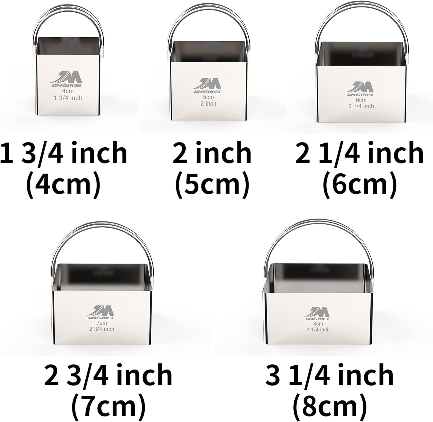 Square Biscuit Cutter Set 1.75inch 2inch 2.25inch 2.75inch 3.25inch, Stainless Steel Cookies Cutter with Handle, Professional Baking Dough Tools,5pcs set GIFT PACKAGE