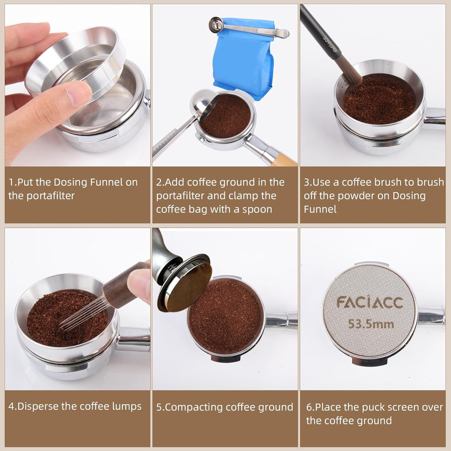 FACIACC WDT Tool Espresso (54MM Coffee Scoop Clip), Black