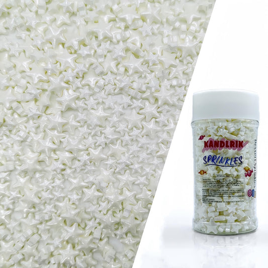 Mixed Size White Stars Sprinkles Edible Stars Cake Decorating Stars Cake Decorations Cupcake Toppers Cookie Decorating Perfect for Cakes,Cupcakes,Desserts Toppings 3OZ