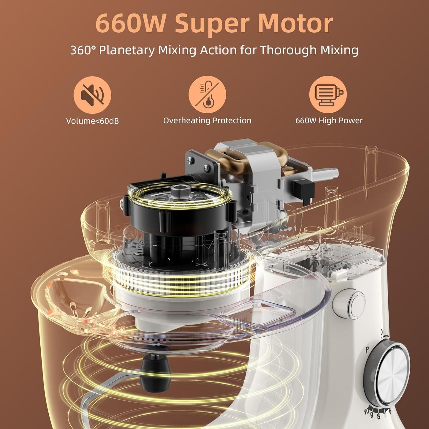 Electric Stand Mixer,10 Speeds Tilt-Head Food Mixer, 3-IN-1 Kitchen Mixer for Daily Cooks with Dishwasher-Safe 6.5 QT Bowl,Dough Hook, Beater, Whisk (Almond Cream)