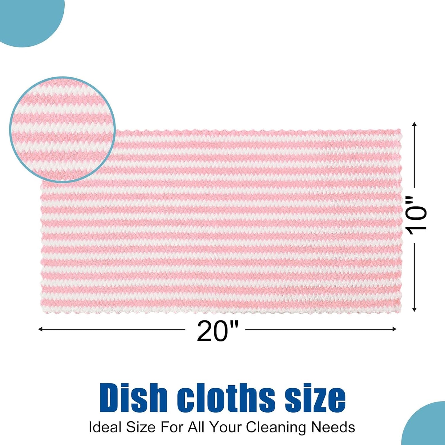 Homaxy Kitchen Towels(12 Pack, 10 x 20 inches), Ultra Soft and Absorbent Dish Towels, Reusable Fast Drying Microfiber Cleaning Cloth, Coral Velvet Wave Design No-lint, Pink