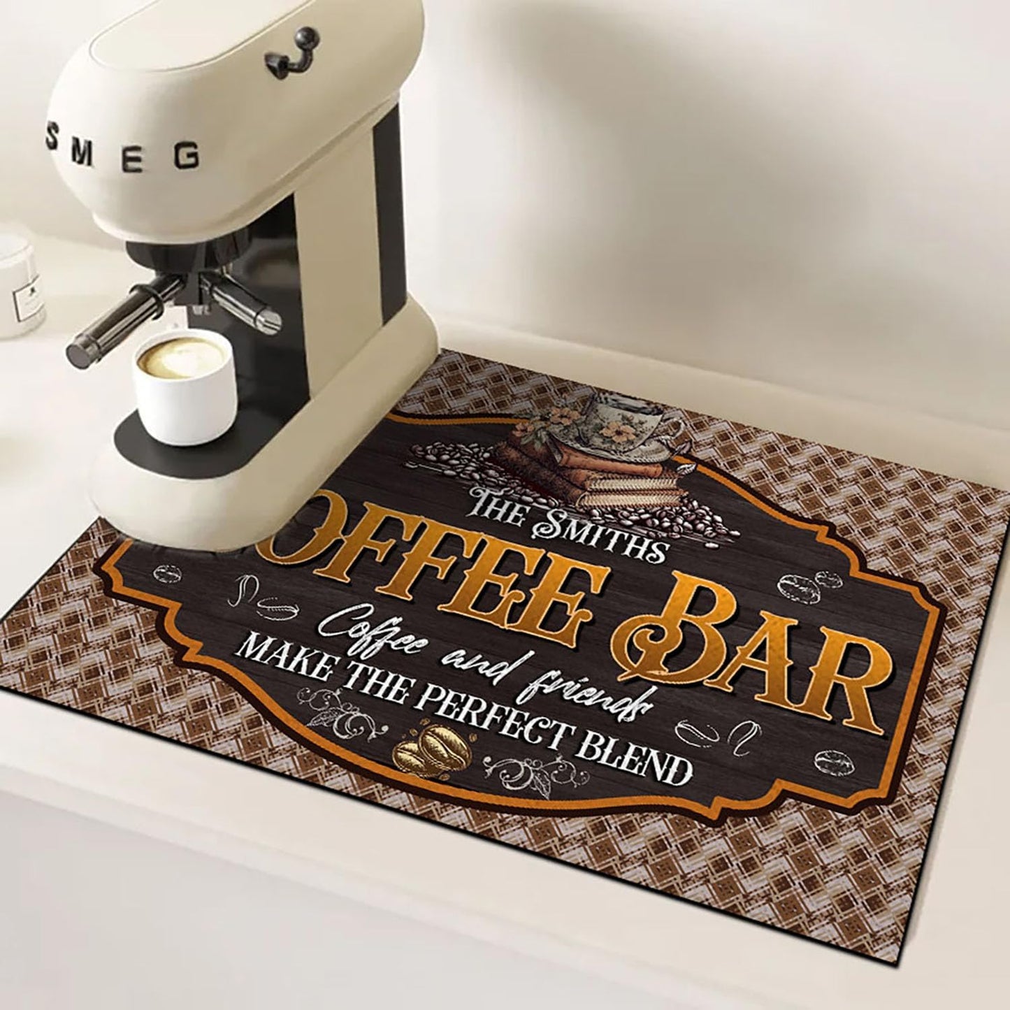 THUYPT Personalized Absorbent Coffee Mat for Counter, Coffee Drying Mat Coffee Bar Accessories, Kitchen Counter Coffee Maker Coffee Station Decoration (02)