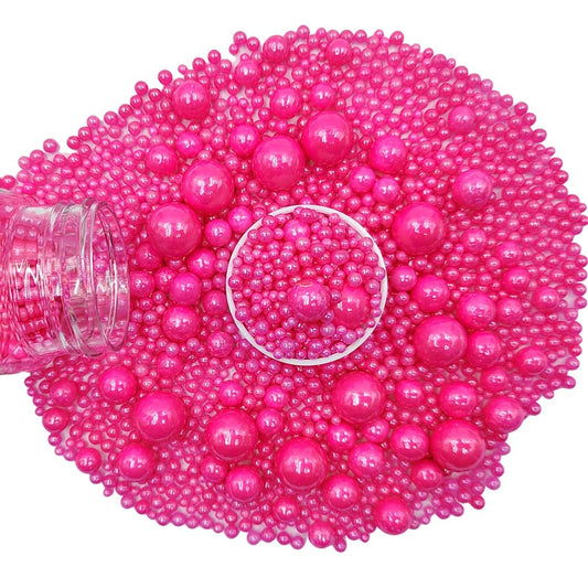 Edible Rose Pink Sugar Pearls Candy Sprinkles 120G/ 4.23Ounce Baking Cake Sprinkles Cupcake and Cake Topper Cookie Decorations Wedding Party Valentines Halloween Christmas Supplies