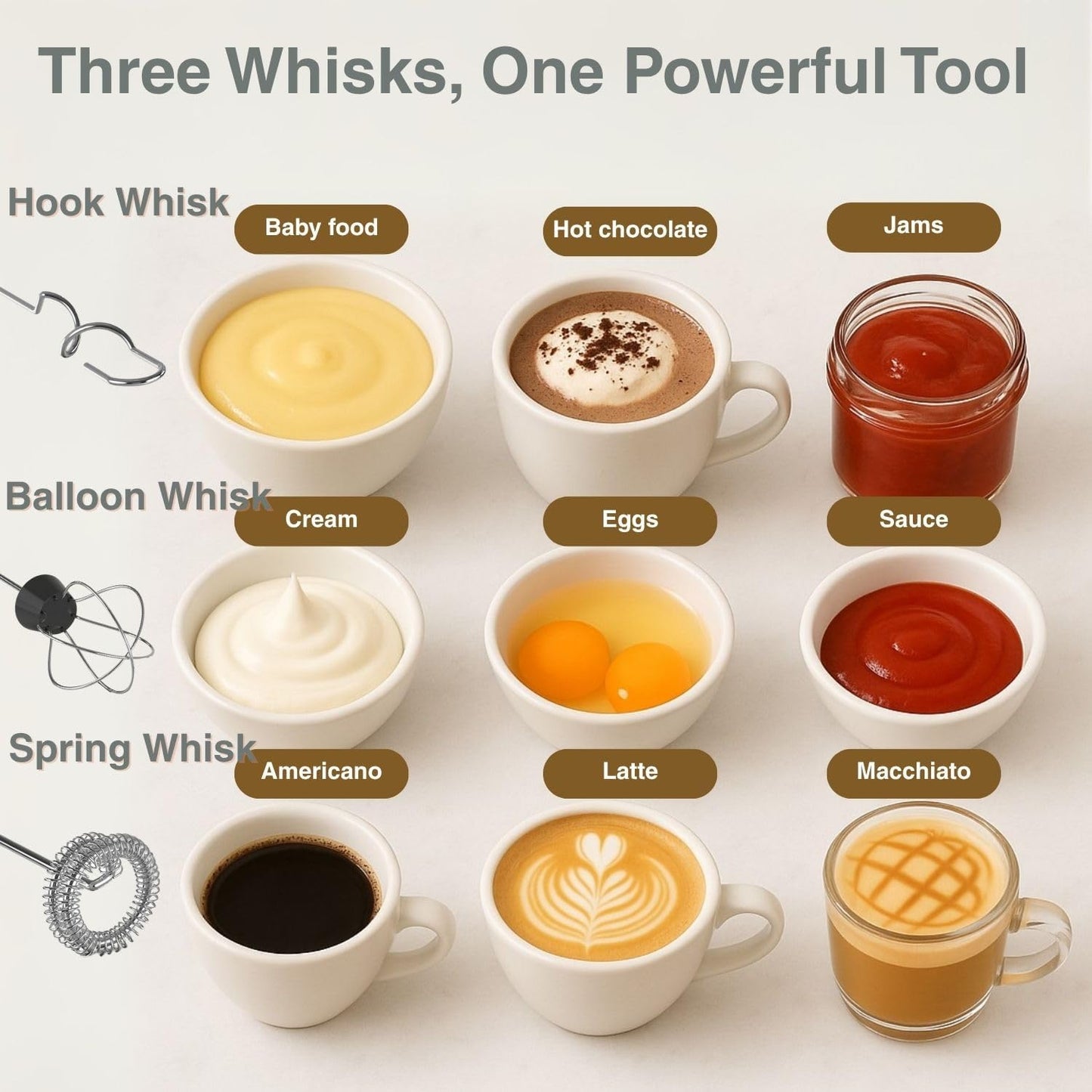 Milk Frother Handheld with 3 Stainless Steel Whisks, Rechargeable Electric Drink Mixer with Stand & Travel Case, Milk Foamer for Coffee, Latte, Cappuccino, Hot Chocolate, Egg,Jam Supplement-Purple