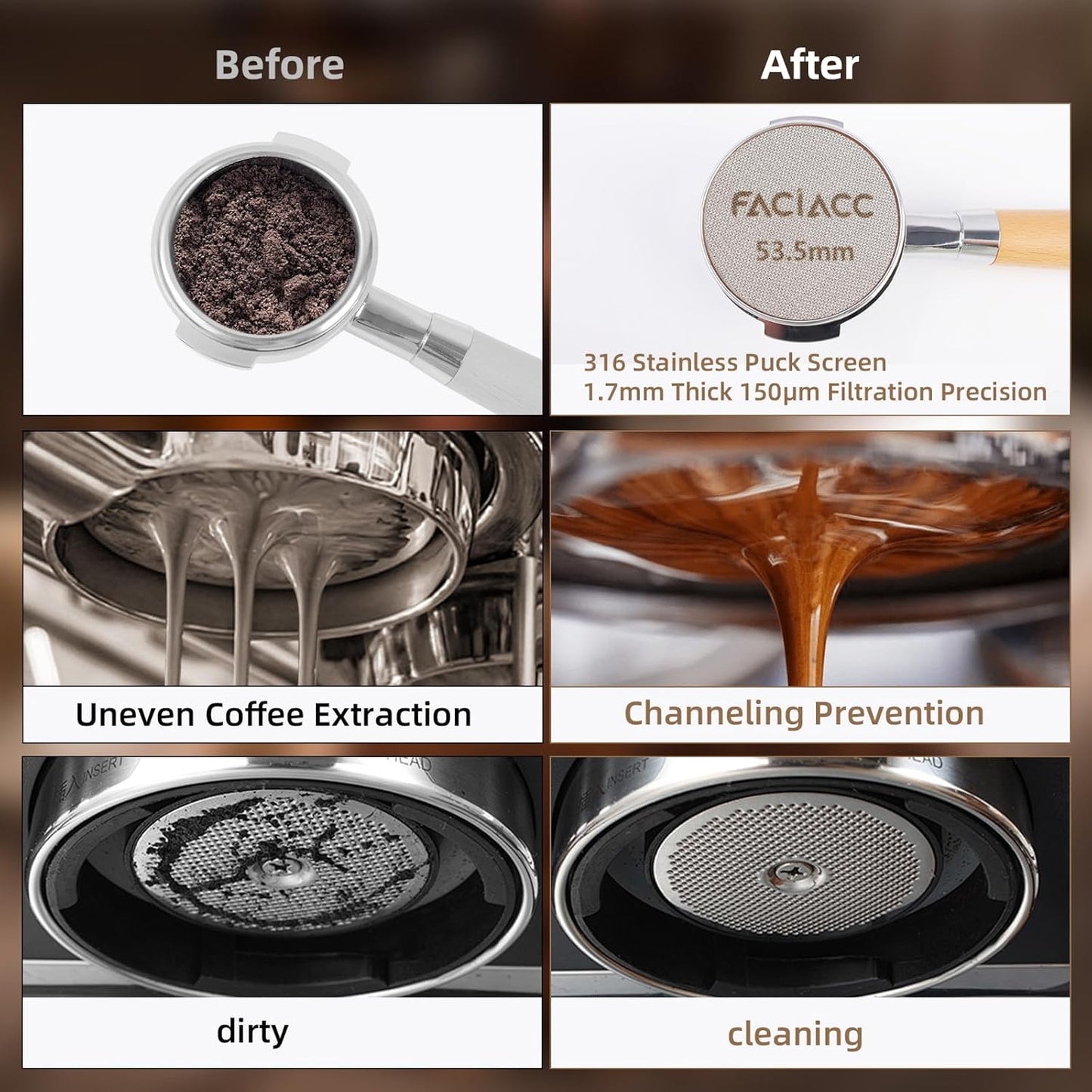 FACIACC WDT Tool Espresso (54MM Coffee Scoop Clip), Black