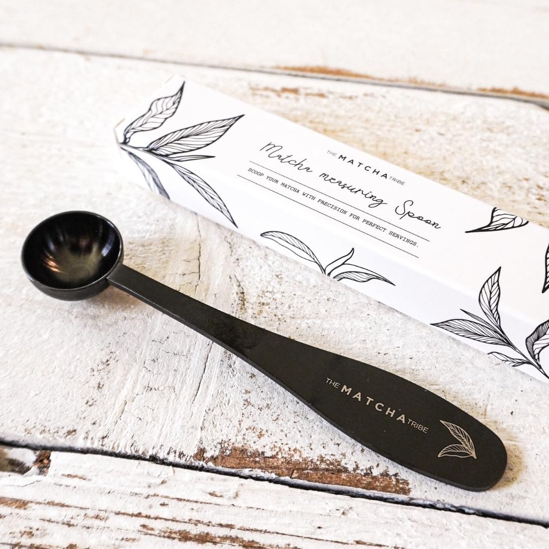 Black Matte Stainless Steel 1 gram Matcha Measuring Spoon (1/2 teaspoon). Scoop your Matcha with Precision for Perfect Matcha Lattes.