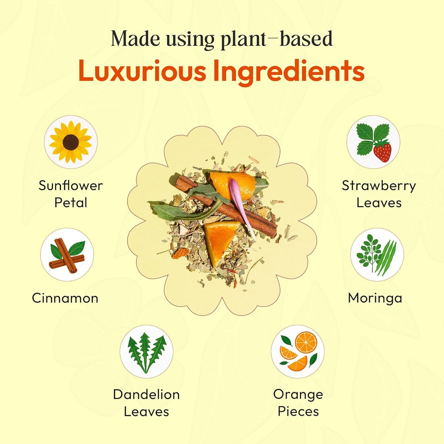 Moringa and Dandelion Tea – With Orange, Cinnamon, Strawberry, and Safflower Petals – Gluten-Free, Vegan, Kosher – Caffeine-Free, Healthy Energy Drink – Herbal Blend for Focus & Wellness (25 Tea Bags)