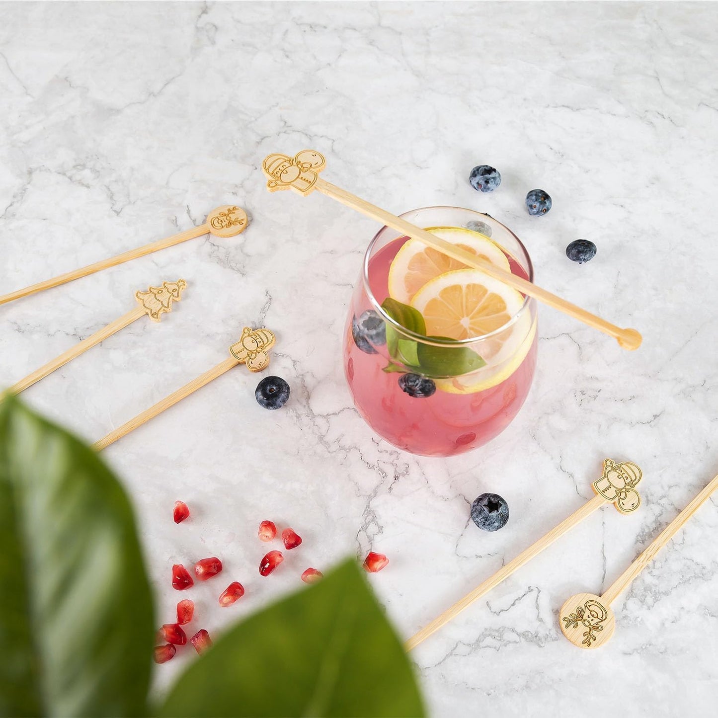 60 PCS Christmas Bamboo Coffee Blender 7 Inch Bamboo Blender Cocktail Blender Biodegradable Disposable Drink Blender for Christmas Office Milk Cocktail Tea Party Supplies