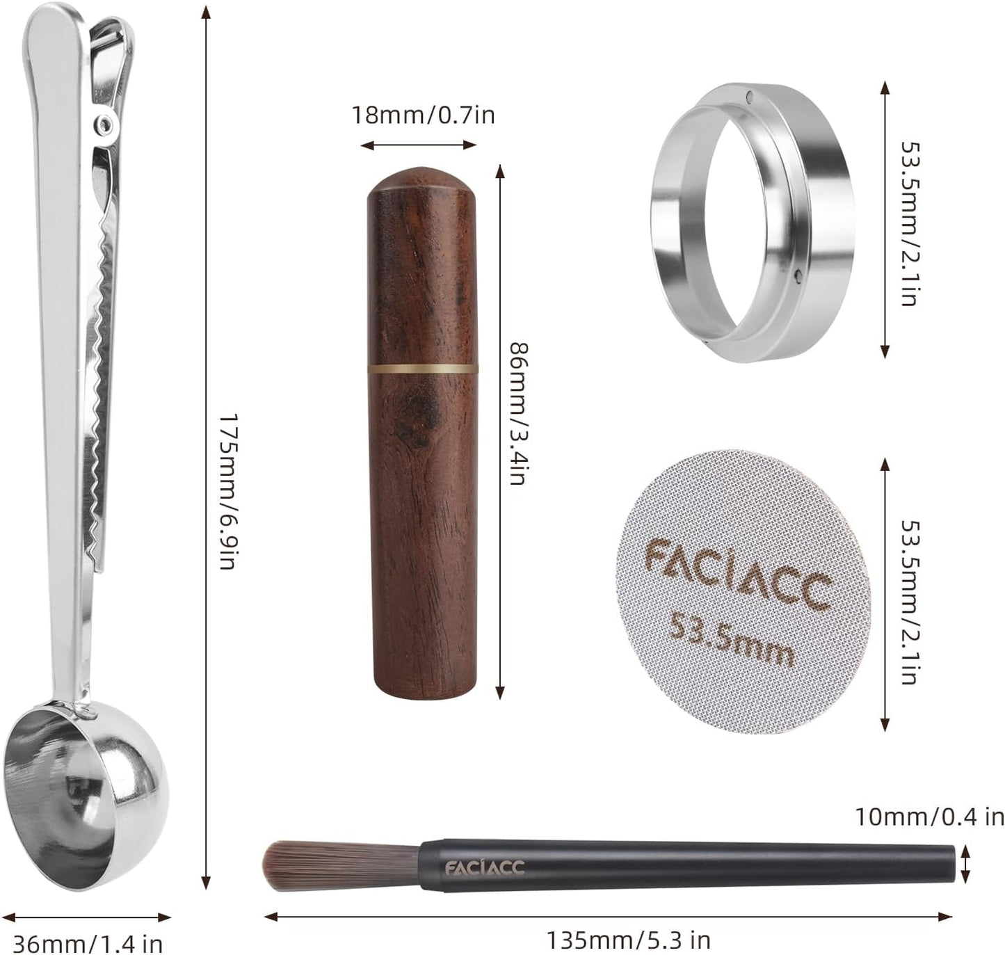 FACIACC WDT Tool Espresso (54MM Coffee Scoop Clip), Black