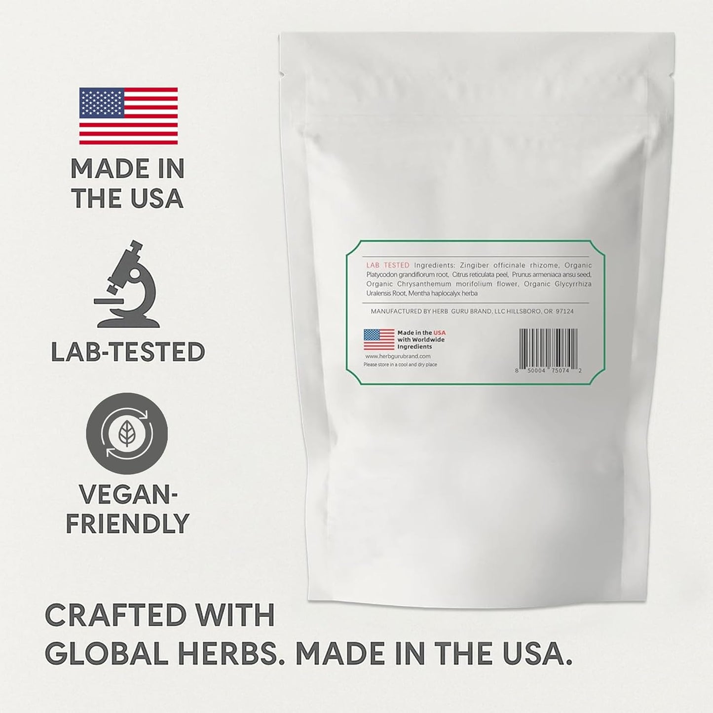 Herb Guru Immuniherb Herbal Tea Bags – Healthy Immune Function & Respiratory Comfort with Ginger, Balloon Flower, Mint & Licorice Root – Caffeine Free Tea, 0.88 Ounces