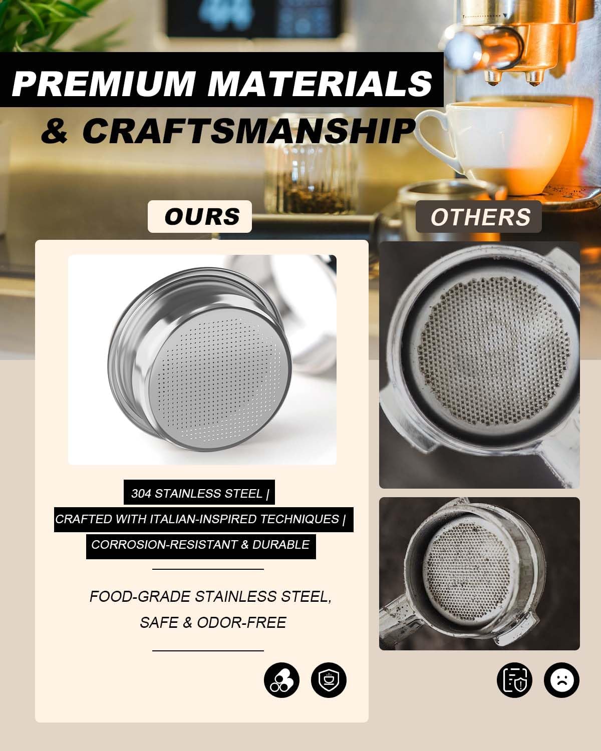 Two Cup Dual Wall Filter, Precision 18-22g Single-Hole Double Shot Basket[1 Pack] – Italian Craftsmanship &amp; Centered Flow – Fits 54mm Breville/Sage: Bambino, Bambino Plus, Barista Express