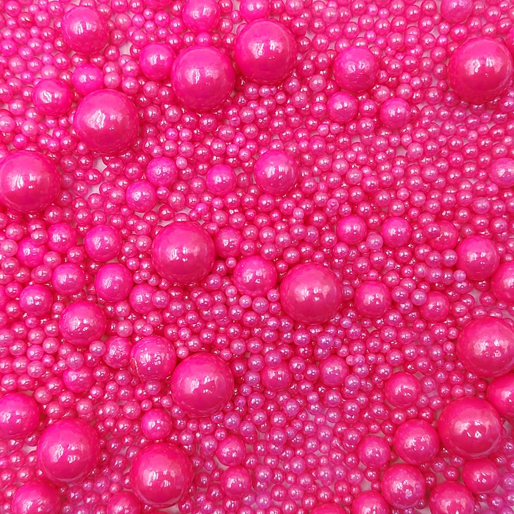Edible Rose Pink Sugar Pearls Candy Sprinkles 120G/ 4.23Ounce Baking Cake Sprinkles Cupcake and Cake Topper Cookie Decorations Wedding Party Valentines Halloween Christmas Supplies