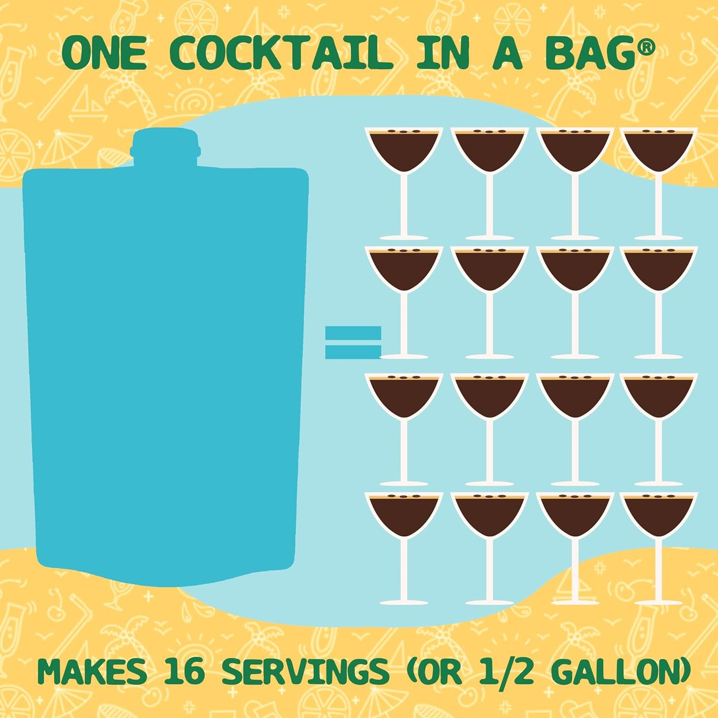 Lt. Blender's Mudslide Cocktail Mix - All Natural Creamy Rich Chocolate Coffee Blend, Easy to Make Slushy Cocktail, Resealable and Portable, 16 Servings per bag (3 Pack)