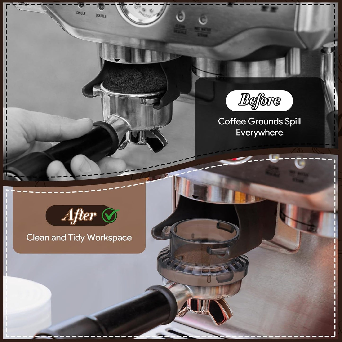 Feekoon Espresso Accessories Kit, WDT Espresso Distribution Tool, 54mm Dosing Funnel Compatible with Breville Barista and Bambino Machine, Coffee Stirrer Tool with 8 Needles and 4 Replacement Needles