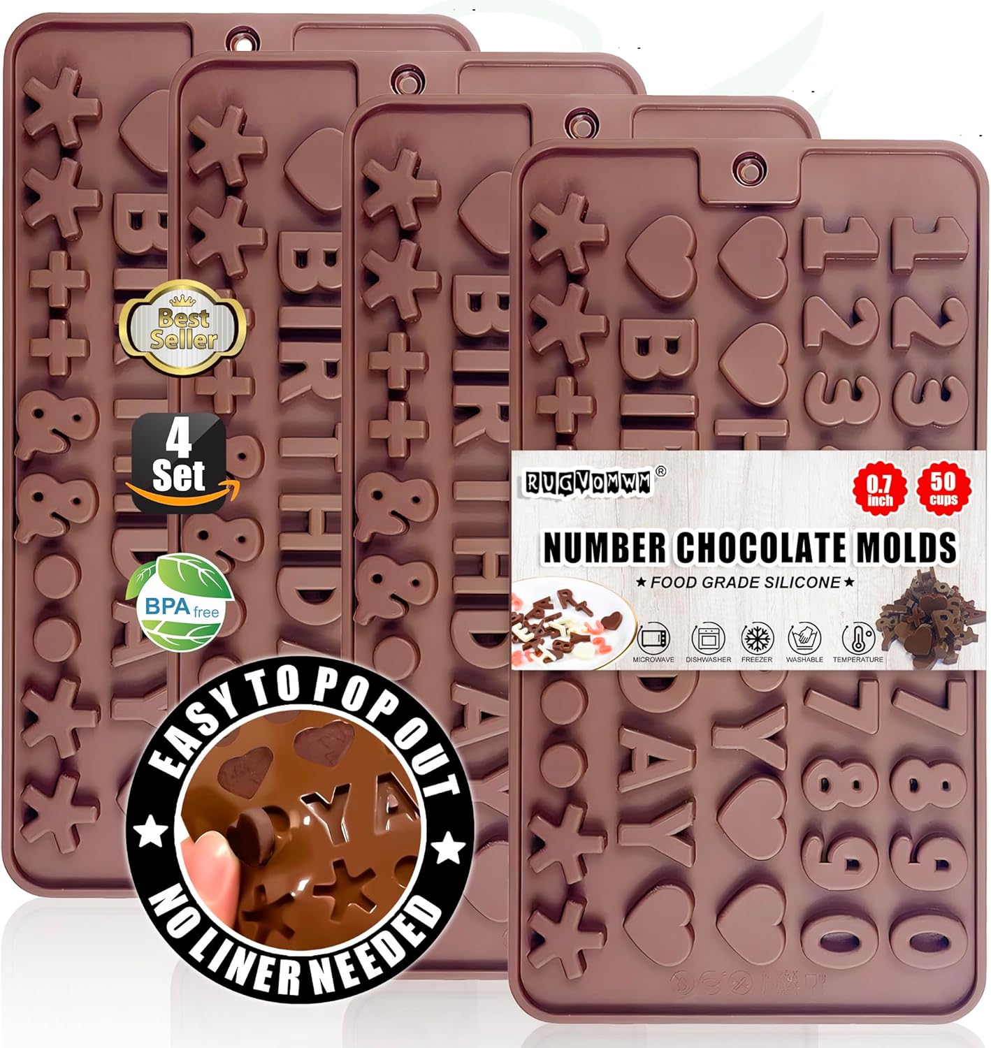 Number Chocolate Silicone Mould for DIY Candies or Fondant - 4 Pack…
