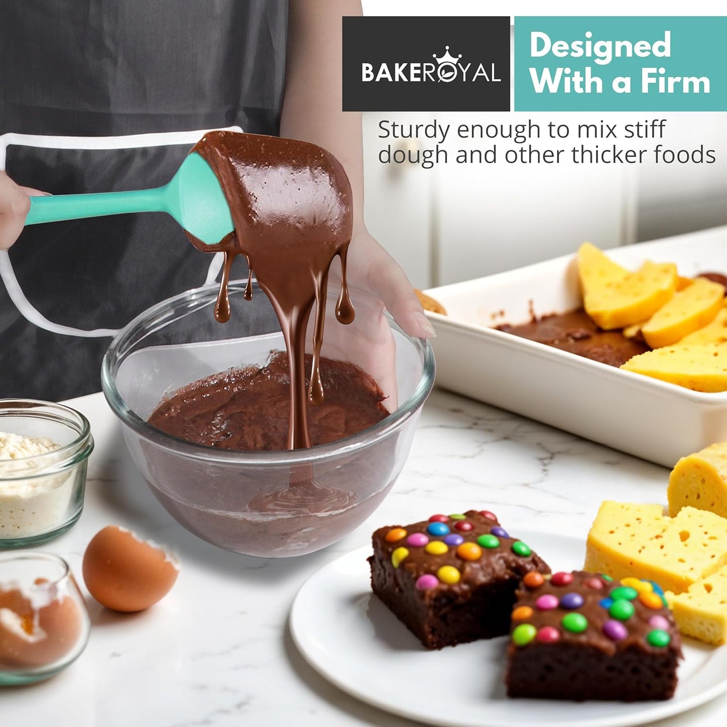 Silicone Spatula Set - 4-Piece Rubber Spatulas Silicone Heat Resistant 600°F for Everyday Task - Seamless Design Kitchen Spatulas for Nonstick Cookware - Aqua