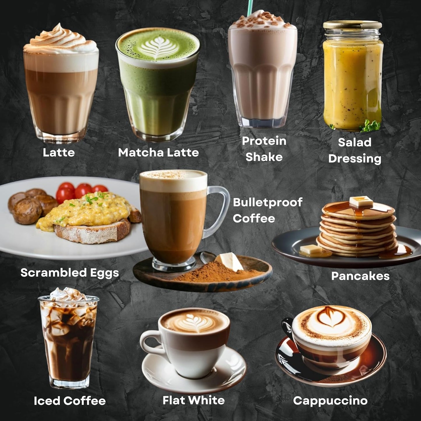 Secretbase Rechargeable Milk Frother Mixer, Pitcher and Charging Base - 3 Speed Handheld Foam Maker for Barista Style Coffee, Bulletproof Coffee, Keto Coffee and Matcha Latte