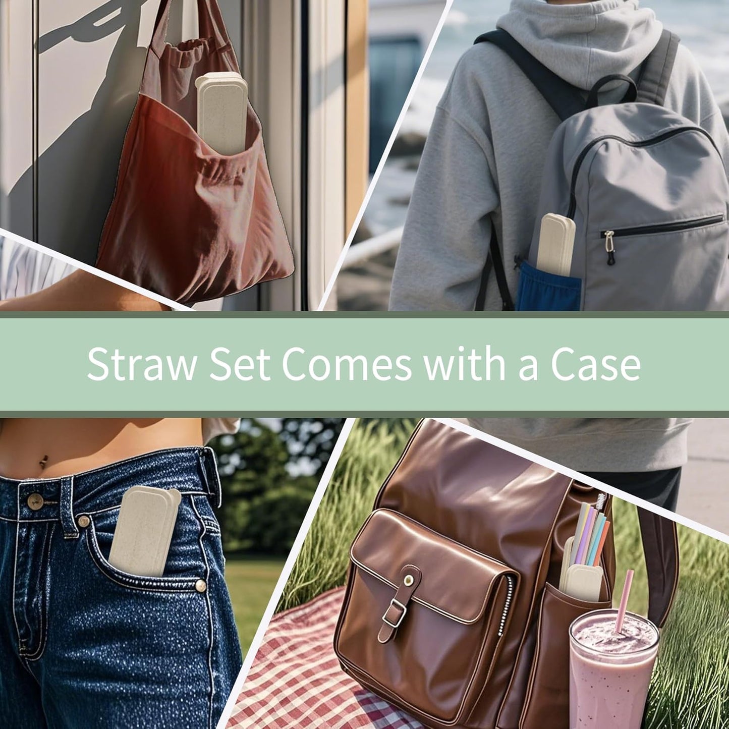 Reusable Straw with Case - Dishwasher Safe ECO-Friendly BPA Free Travel Straws with Case, 9 Inch Extra Long,Flexible Silicone Smoothie Straws with Cleaning Brush (Multicolor)