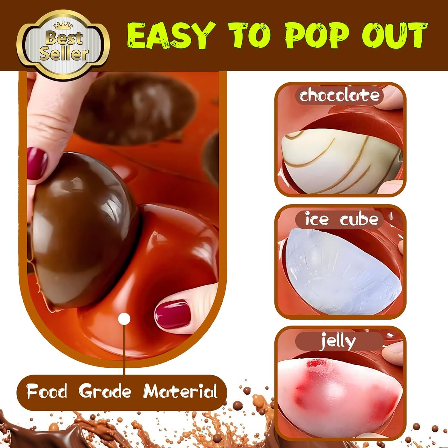 4 PCS Silicone Hot Chocolate Bomb Mold Medium Semi Sphere Silicone Mold, 2 Packs Half Sphere Silicone Baking Molds for Making Chocolate, Cake, Jelly, Dome Mousse -Diameter 2 inch