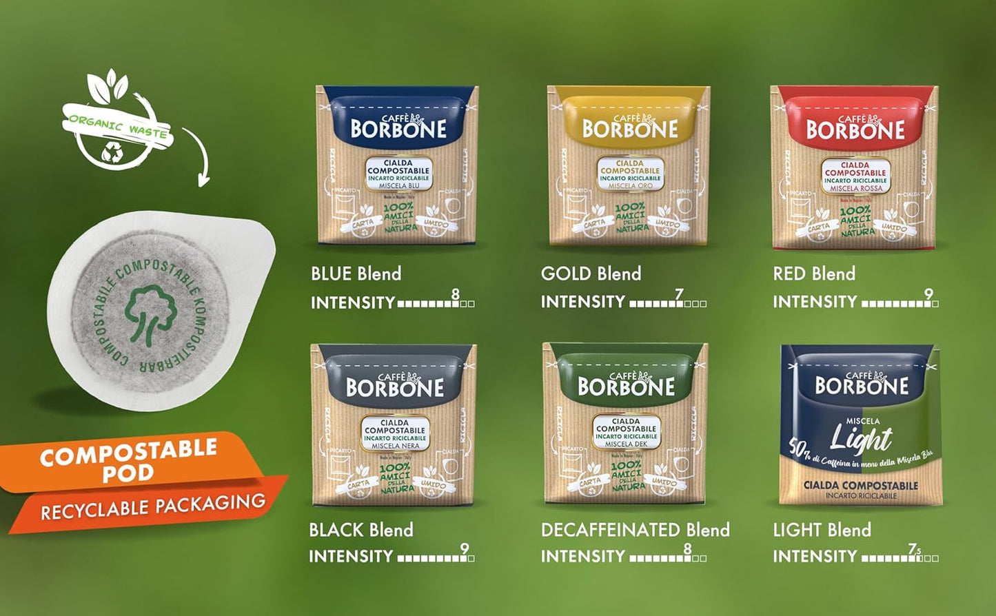 Caffè Borbone Espresso Paper Pods, Red Blend, Strong and Creamy, Medium Roast ESE Pods, Authentic Italian Espresso - 50 Count